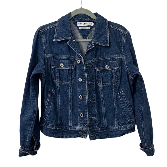 Tommy Hilfiger Jackets & Blazers - Vintage TOMMY HILFIGER Womens Blue Jean Jacket Trucker Denim‎ Y2K 90s Size L